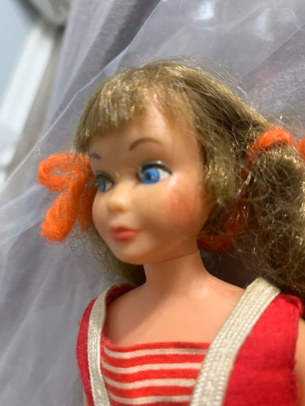 1963 Mattel Barbie Skipper Red Hair Straight Leg Doll Original Red Swim Suit - Picture 16 of 16